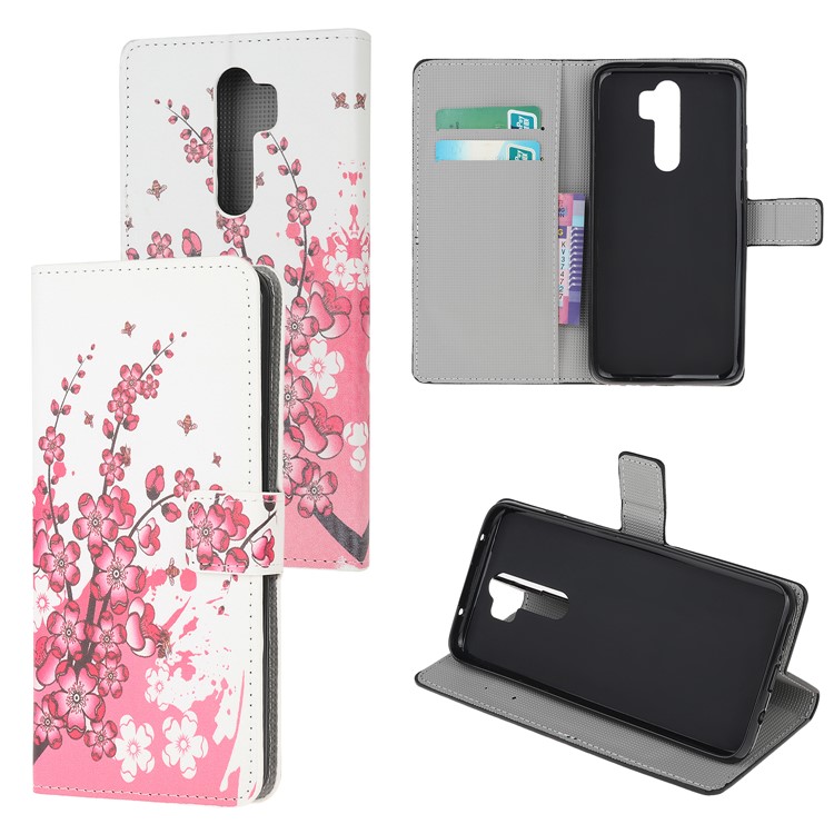 Wallet Leather Stand Case for Xiaomi Redmi Note 8 Pro - Plum Blossom-1