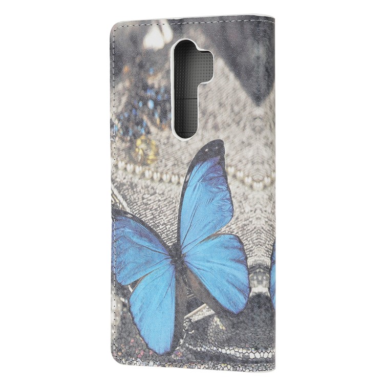 Wallet Leather Stand Case for Xiaomi Redmi Note 8 Pro - Blue Butterfly-3