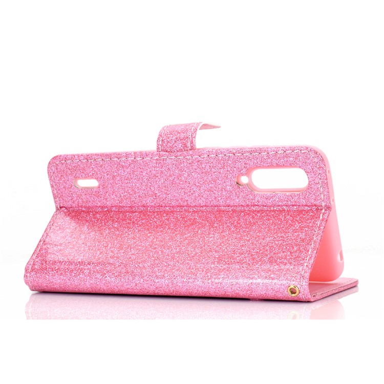 Flash Powder Leather Wallet Case for Xiaomi Mi CC9e / Mi A3 - Pink-8