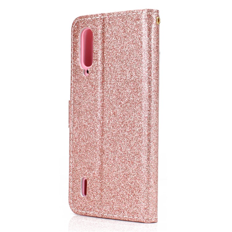 Flash Powder Leather Wallet Case for Xiaomi Mi CC9e / Mi A3 - Rose Gold-4