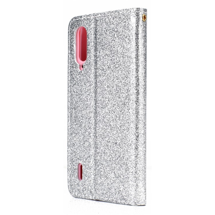 Flash Powder Leather Wallet Case for Xiaomi Mi CC9e / Mi A3 - Silver-4