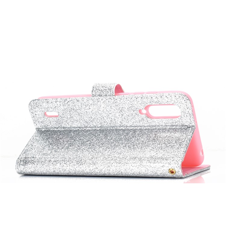 Flash Powder Leather Wallet Case for Xiaomi Mi CC9e / Mi A3 - Silver-5