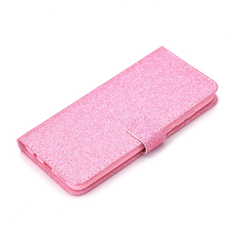Flash Powder Leather Wallet Case Cover for Xiaomi Redmi Note 8 Pro - Pink-6