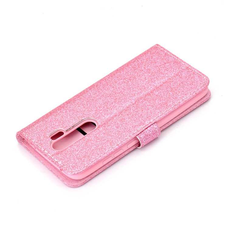 Flash Powder Leather Wallet Case Cover for Xiaomi Redmi Note 8 Pro - Pink-7