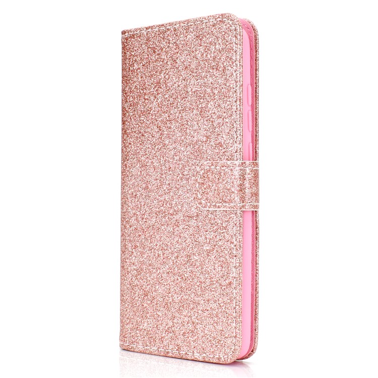 Flash Powder Leather Wallet Case Cover for Xiaomi Redmi Note 8 Pro - Rose Gold-3