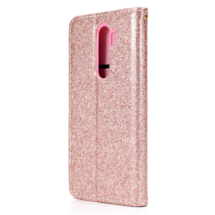 Flash Powder Leather Wallet Case Cover for Xiaomi Redmi Note 8 Pro - Rose Gold-4