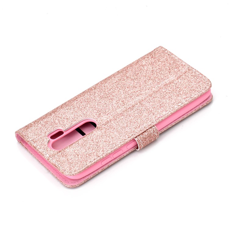 Flash Powder Leather Wallet Case Cover for Xiaomi Redmi Note 8 Pro - Rose Gold-7