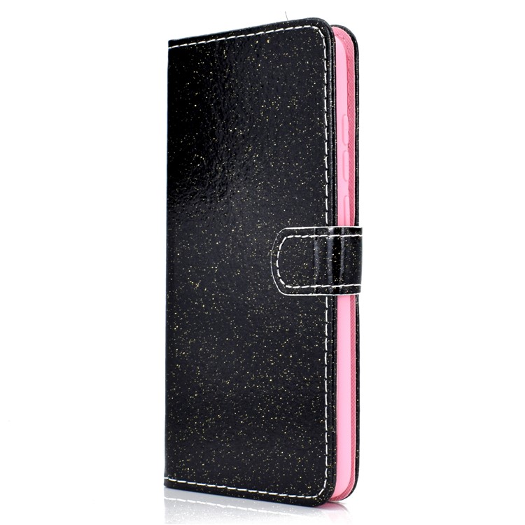 Flash Powder Leather Wallet Case Cover for Xiaomi Redmi Note 8 Pro - Black-3