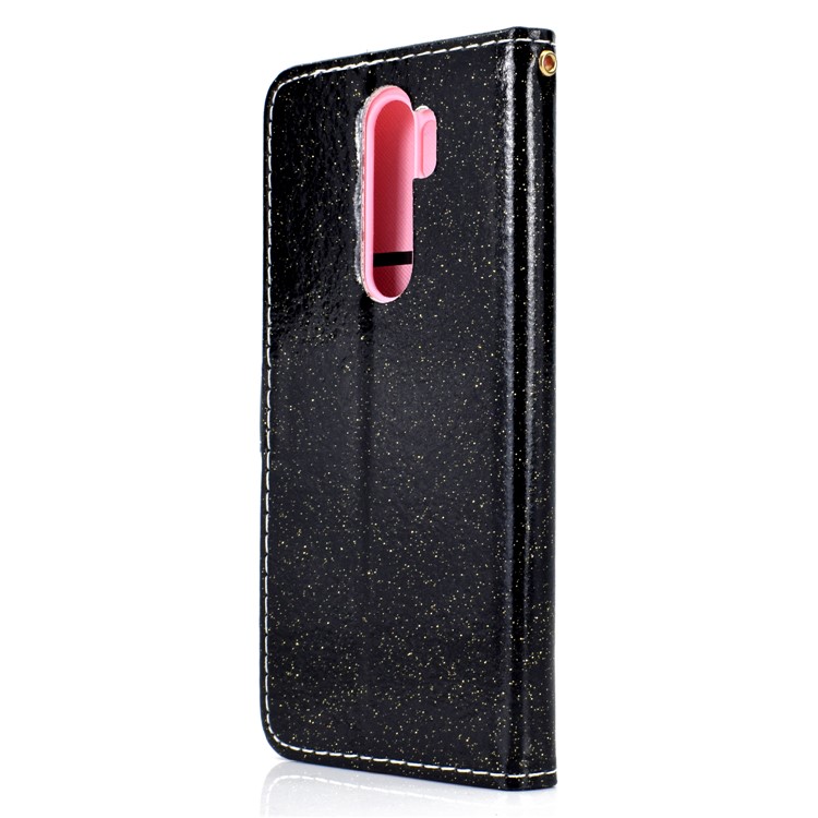 Flash Powder Leather Wallet Case Cover for Xiaomi Redmi Note 8 Pro - Black-4