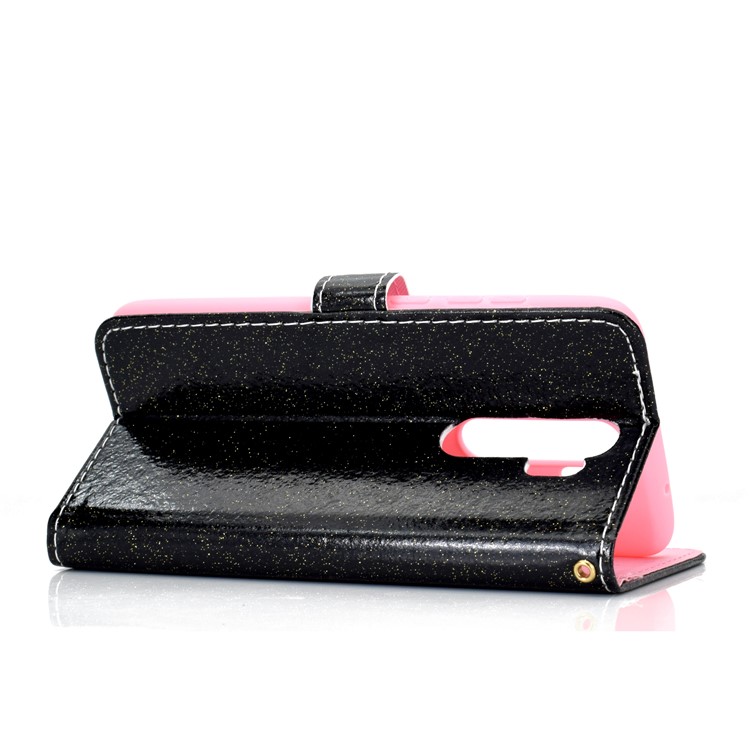 Flash Powder Leather Wallet Case Cover for Xiaomi Redmi Note 8 Pro - Black-5