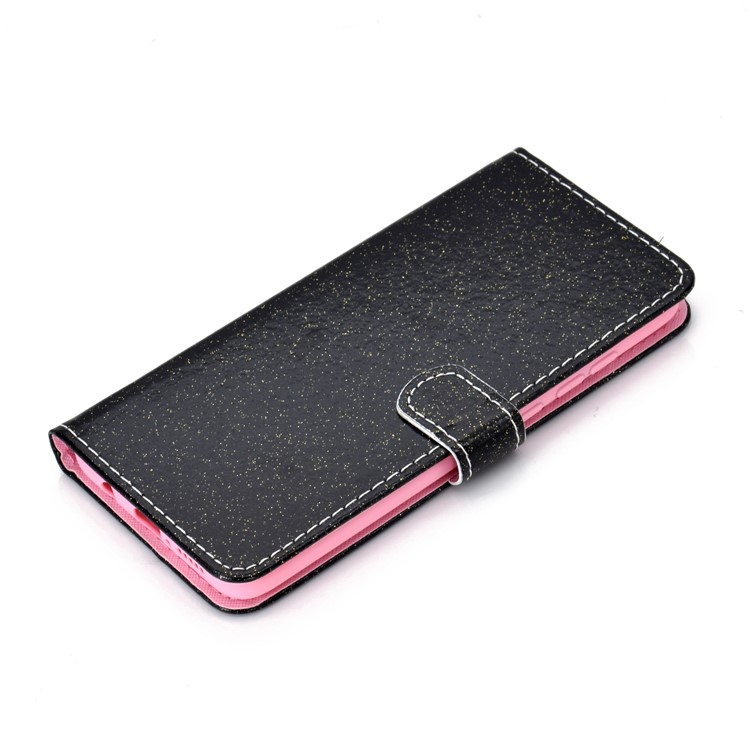 Flash Powder Leather Wallet Case Cover for Xiaomi Redmi Note 8 Pro - Black-6