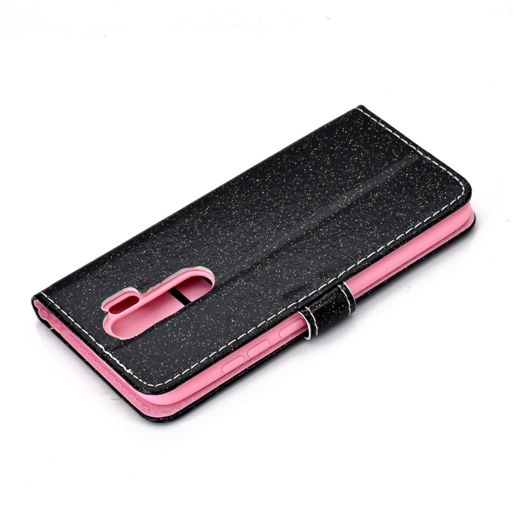 Flash Powder Leather Wallet Case Cover for Xiaomi Redmi Note 8 Pro - Black-7