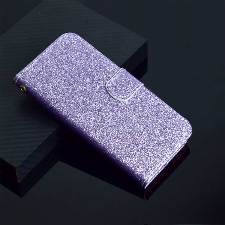 Flash Powder Leather Wallet Case Cover for Xiaomi Redmi Note 8 Pro - Purple-10