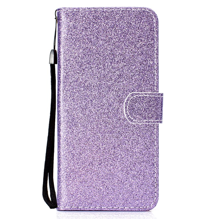 Flash Powder Leather Wallet Case Cover for Xiaomi Redmi Note 8 Pro - Purple-2