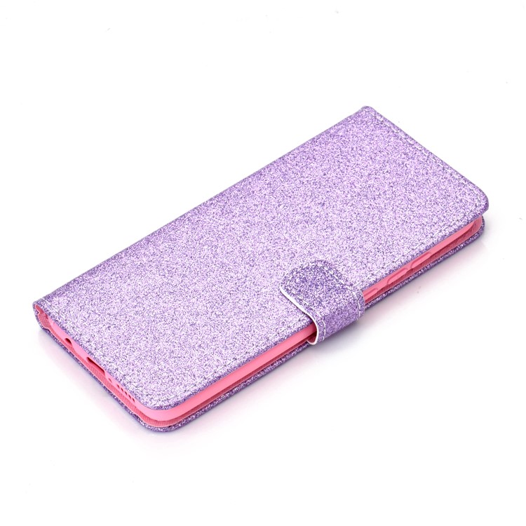 Flash Powder Leather Wallet Case Cover for Xiaomi Redmi Note 8 Pro - Purple-6