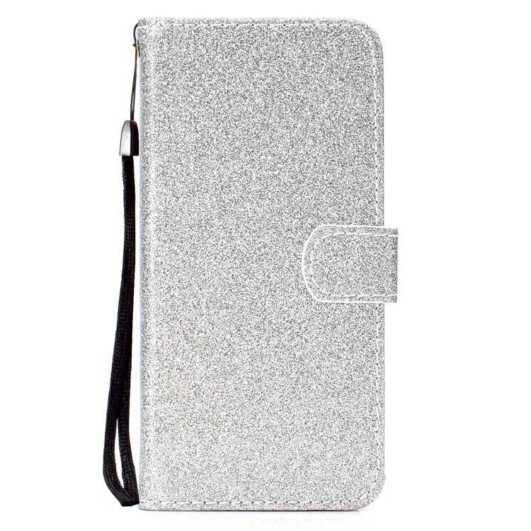 Flash Powder Leather Wallet Case Cover for Xiaomi Redmi Note 8 Pro - Silver-2
