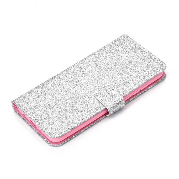 Flash Powder Leather Wallet Case Cover for Xiaomi Redmi Note 8 Pro - Silver-6
