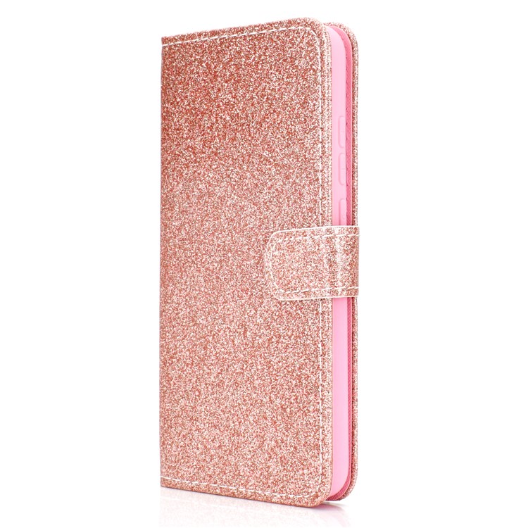 Flash Powder Wallet Leather Phone Case for Xiaomi Redmi Note 8 - Rose Gold-3