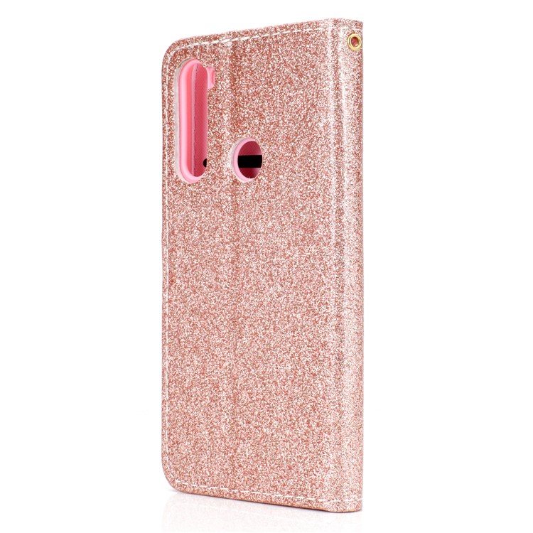 Flash Powder Wallet Leather Phone Case for Xiaomi Redmi Note 8 - Rose Gold-4