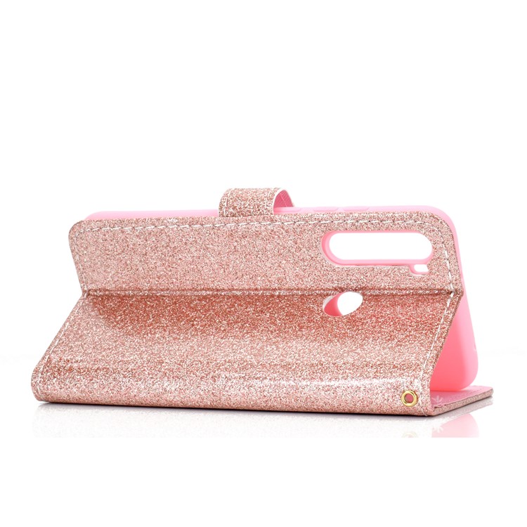Flash Powder Wallet Leather Phone Case for Xiaomi Redmi Note 8 - Rose Gold-5