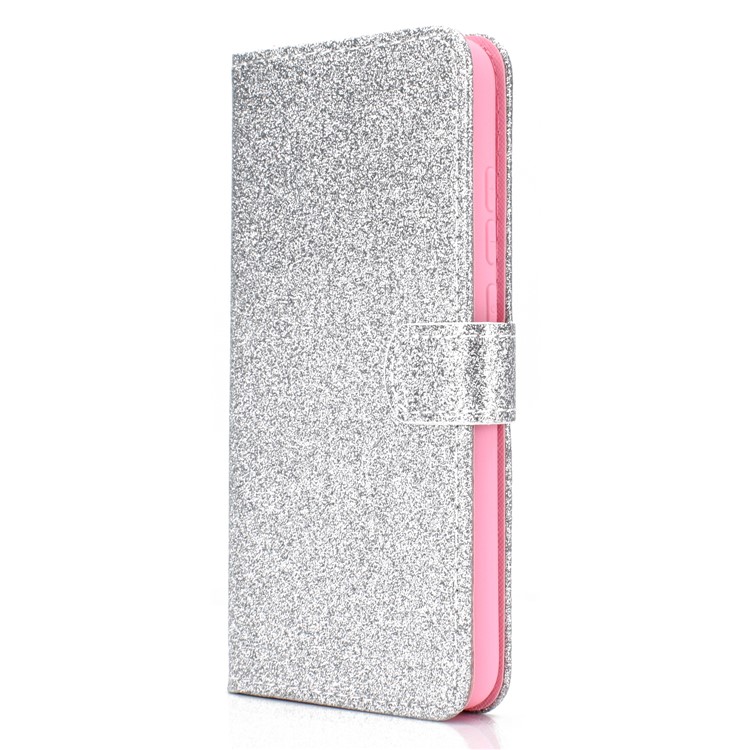 Flash Powder Wallet Leather Phone Case for Xiaomi Redmi Note 8 - Silver-3