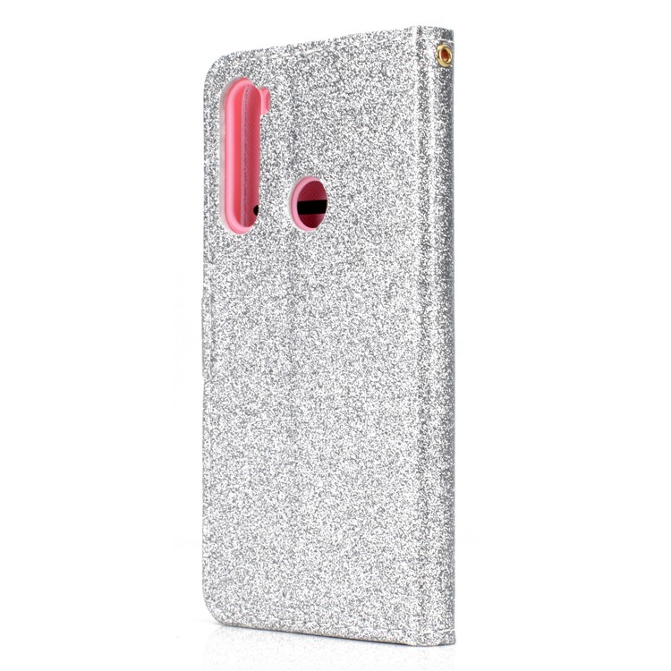 Flash Powder Wallet Leather Phone Case for Xiaomi Redmi Note 8 - Silver-4