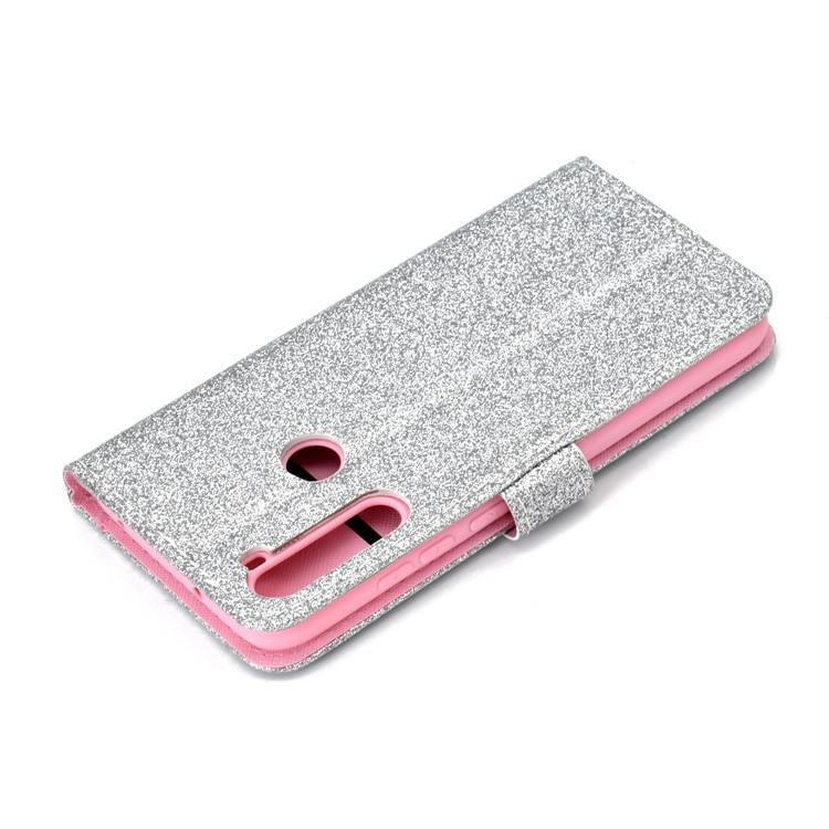 Flash Powder Wallet Leather Phone Case for Xiaomi Redmi Note 8 - Silver-7