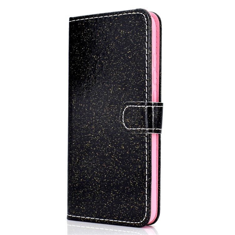 Flash Powder Wallet Leather Phone Case for Xiaomi Redmi Note 8 - Black-3