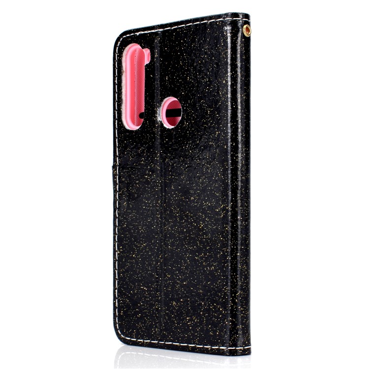 Flash Powder Wallet Leather Phone Case for Xiaomi Redmi Note 8 - Black-4