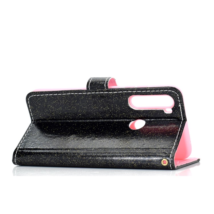 Flash Powder Wallet Leather Phone Case for Xiaomi Redmi Note 8 - Black-5
