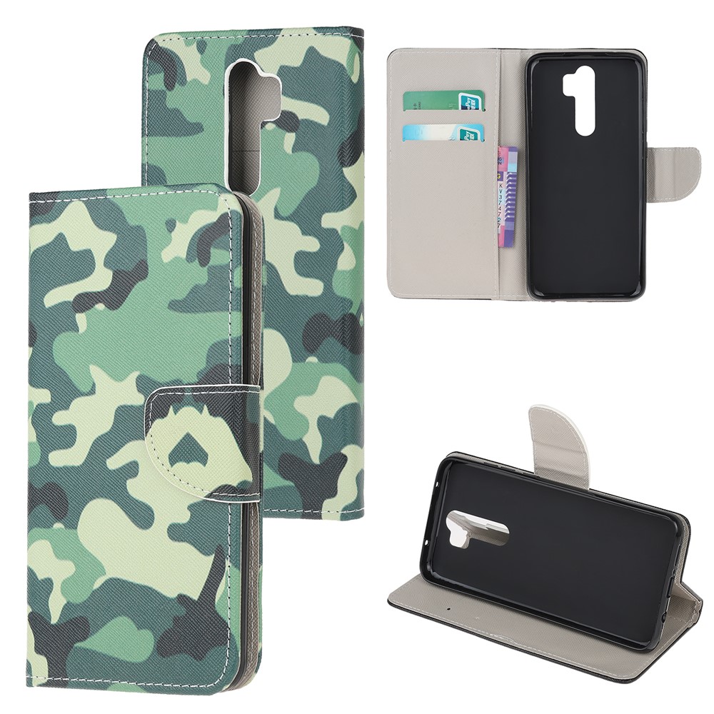 Pattern Printing Cross Texture Leather Wallet Case for Xiaomi Redmi Note 8 Pro - Camouflage Pattern-1
