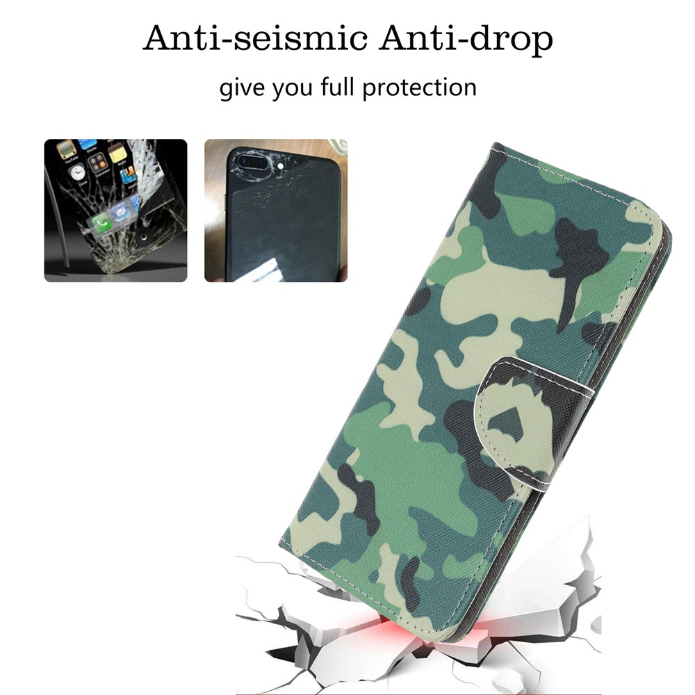 Pattern Printing Cross Texture Leather Wallet Case for Xiaomi Redmi Note 8 Pro - Camouflage Pattern-5