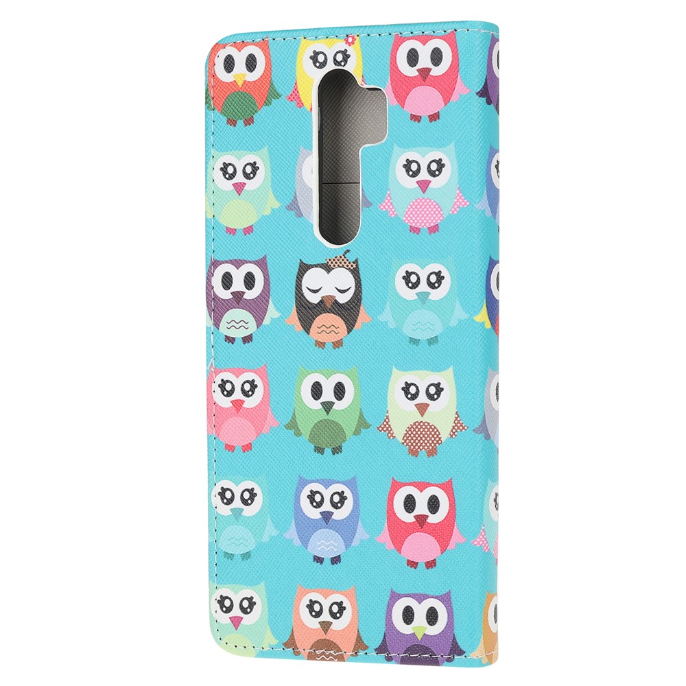 Pattern Printing Cross Texture Leather Wallet Case for Xiaomi Redmi Note 8 Pro - Multiple Owls-3