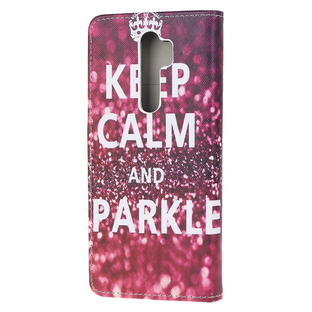 Pattern Printing Cross Texture Leather Wallet Case for Xiaomi Redmi Note 8 Pro - Quote Keep Calm and Sparkle-3