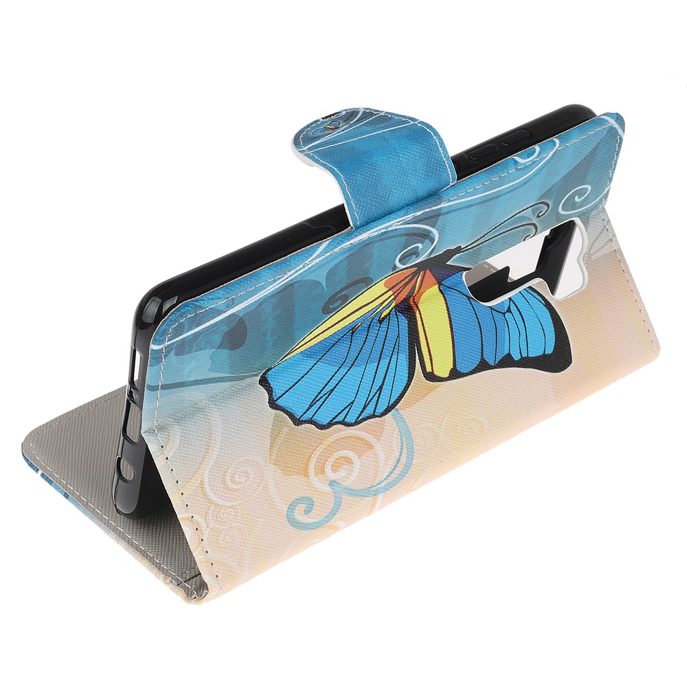 Pattern Printing Cross Texture Leather Wallet Case for Xiaomi Redmi Note 8 Pro - Blue Butterfly-4