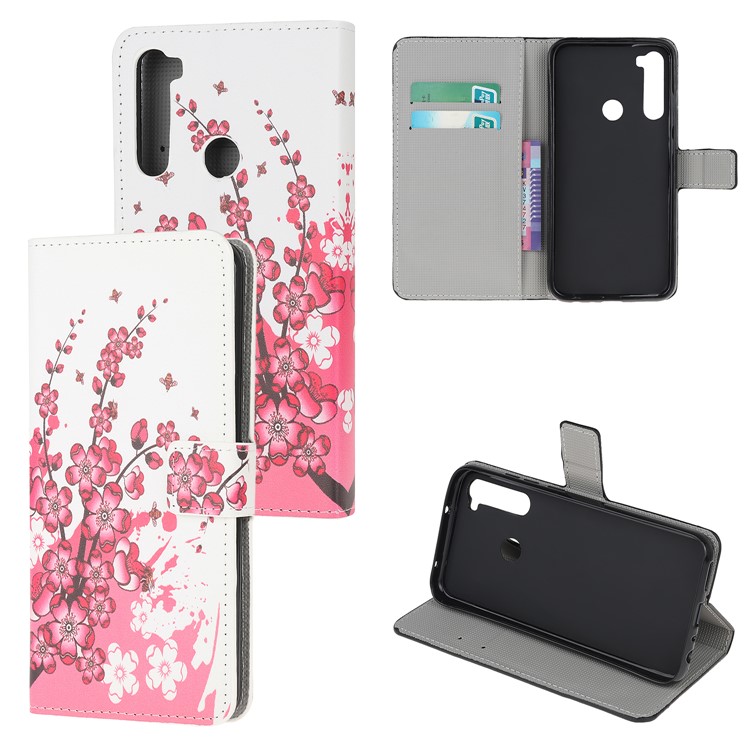 For Xiaomi Redmi Note 8 Phone Case Pattern Printing Wallet Leather Cover with Stand - Plum Blossom-1