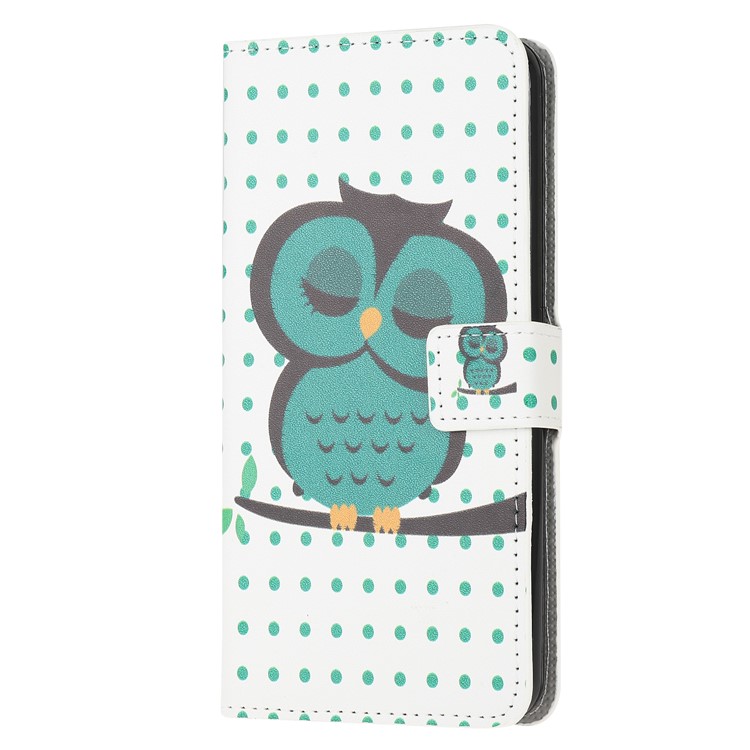 For Xiaomi Redmi Note 8 Phone Case Pattern Printing Wallet Leather Cover with Stand - Green Owl-2