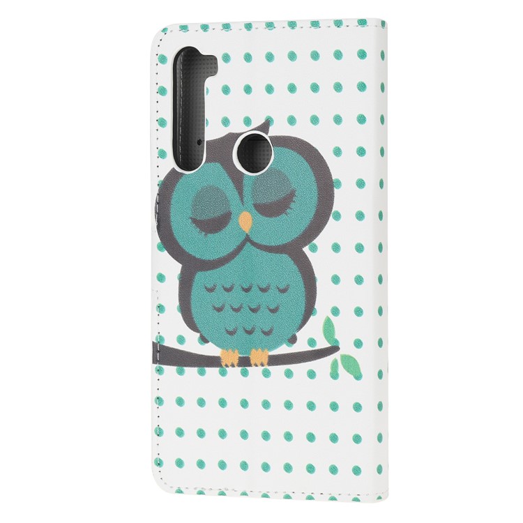 For Xiaomi Redmi Note 8 Phone Case Pattern Printing Wallet Leather Cover with Stand - Green Owl-3