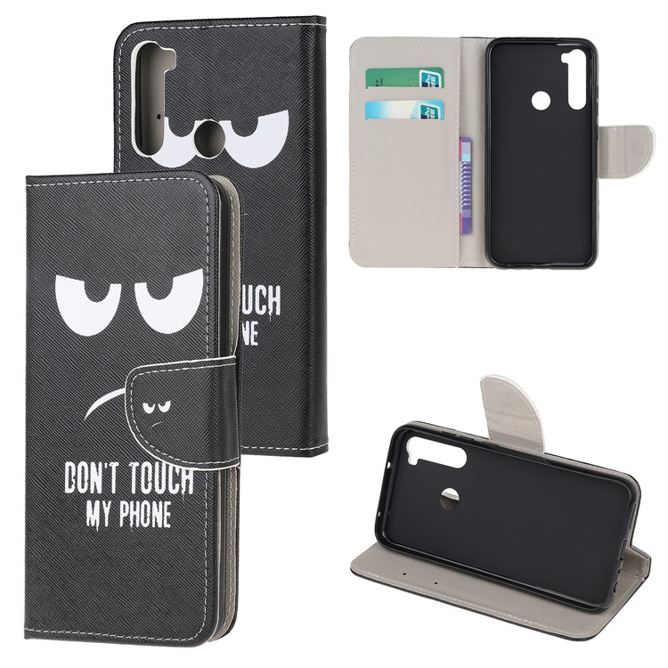 Cross Texture Patterned Wallet Leather Stand Mobile Phone Cover Case for Xiaomi Redmi Note 8 - DON'T TOUCH MY PHONE-1