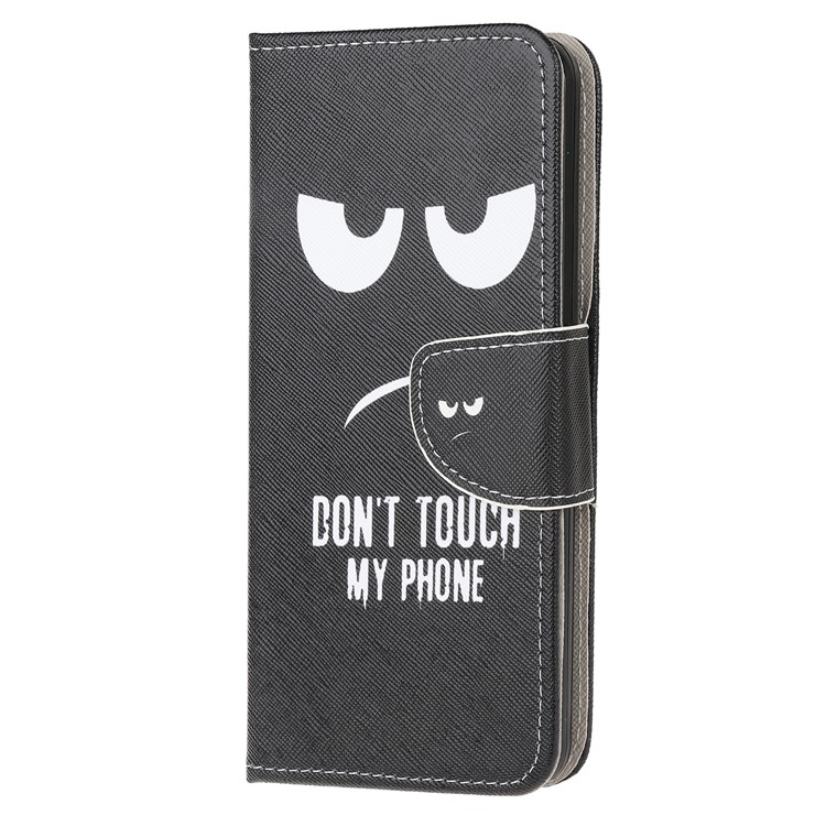 Cross Texture Patterned Wallet Leather Stand Mobile Phone Cover Case for Xiaomi Redmi Note 8 - DON'T TOUCH MY PHONE-2
