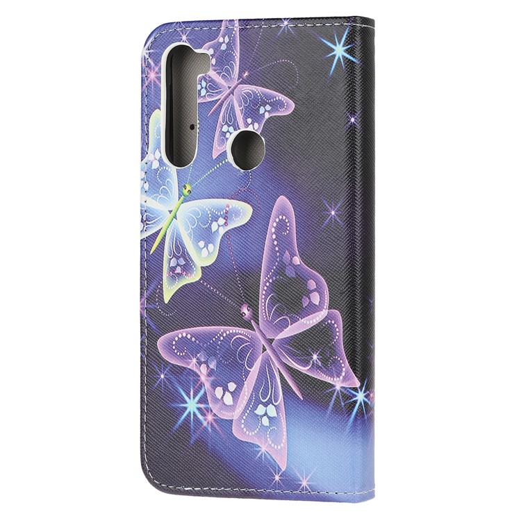 Cross Texture Patterned Wallet Leather Stand Mobile Phone Cover Case for Xiaomi Redmi Note 8 - Purple Butterfly-3