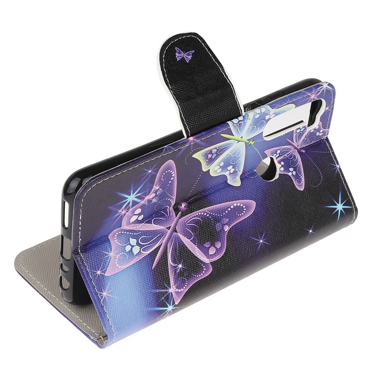 Cross Texture Patterned Wallet Leather Stand Mobile Phone Cover Case for Xiaomi Redmi Note 8 - Purple Butterfly-4