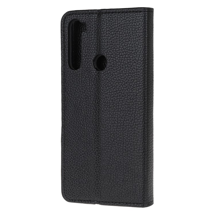 Lichia Capa De Couro Pele Telefone Celular Estande Carteira Para Xiaomi Redmi Nota 8 - Preto-5