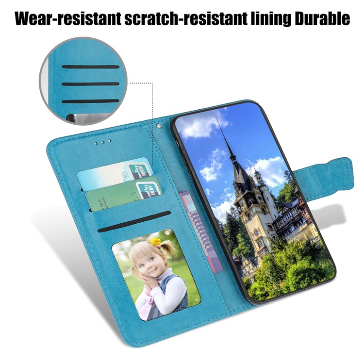 Imprint Flower Butterflies Leather Wallet Phone Cover for Xiaomi Redmi Note 8 Pro - Blue-5