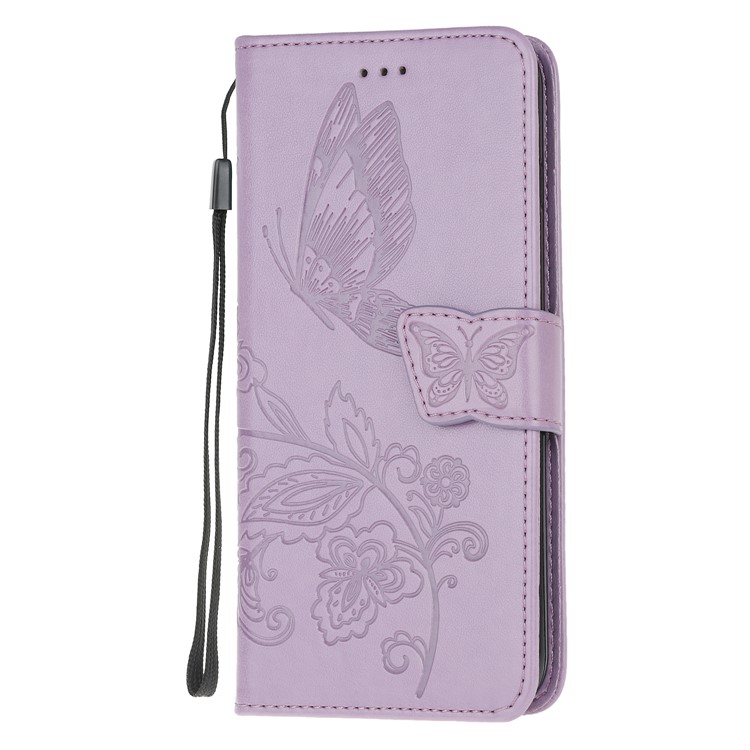 Imprint Flower Butterflies Leather Wallet Phone Cover for Xiaomi Redmi Note 8 Pro - Purple-2