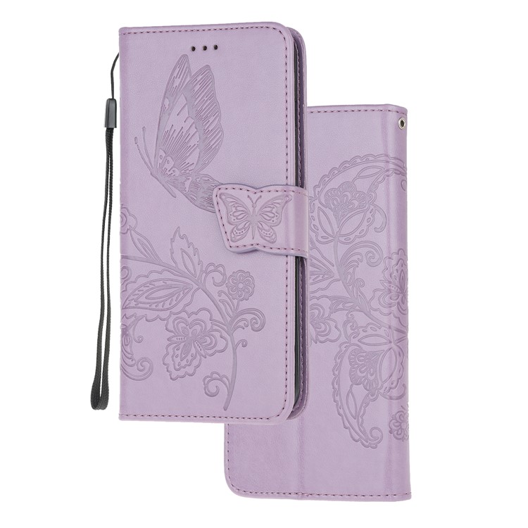 Imprint Flower Butterflies Leather Wallet Phone Cover for Xiaomi Redmi Note 8 Pro - Purple-4