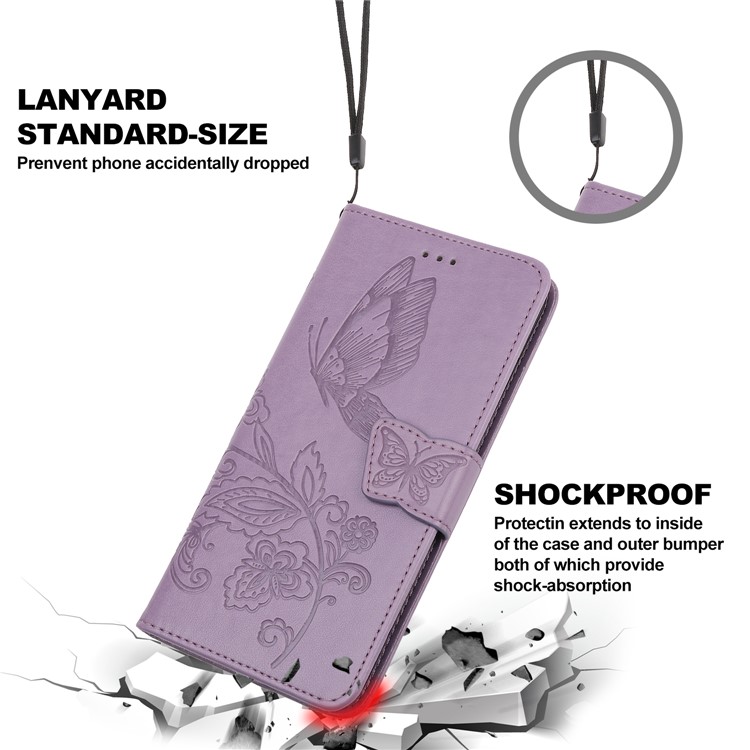 Imprint Flower Butterflies Leather Wallet Phone Cover for Xiaomi Redmi Note 8 Pro - Purple-7