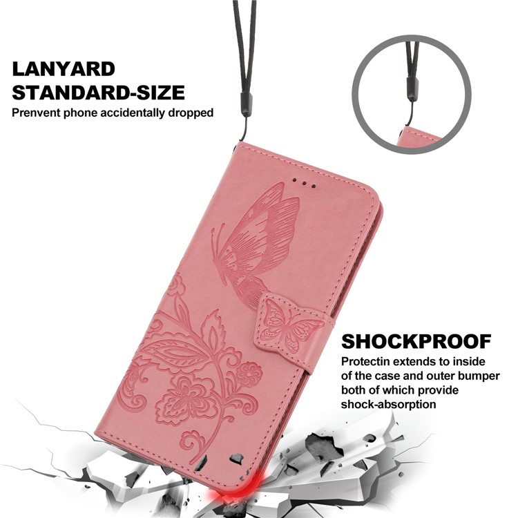 Imprint Flower Butterflies Leather Wallet Phone Cover for Xiaomi Redmi Note 8 Pro - Pink-7
