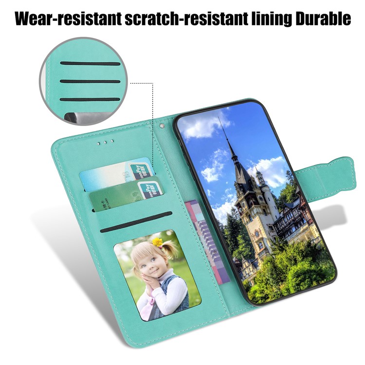 Imprint Flower Butterflies Leather Wallet Phone Cover for Xiaomi Redmi Note 8 Pro - Cyan-5