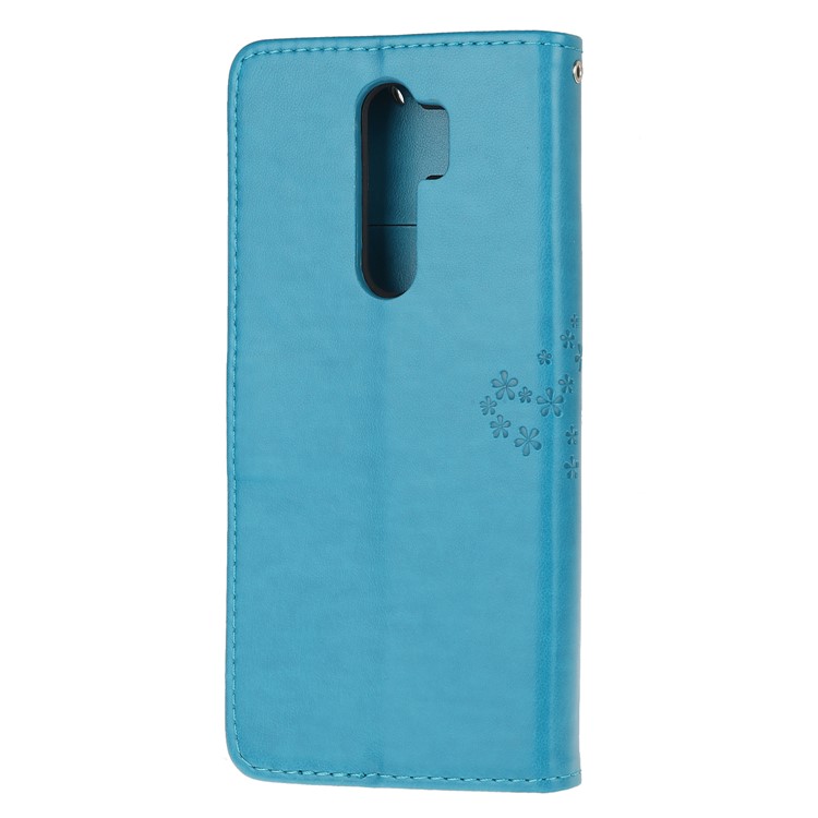 Imprint Workmanship Tree Owl Magnetic Wallet PU Leather Cover for Xiaomi Redmi Note 8 Pro - Blue-3